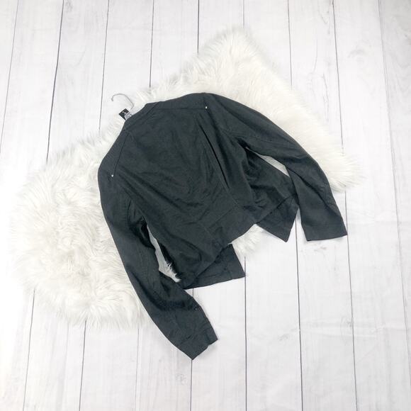 WHBM Black Linen Motorcycle Light shoulder Padding Jacket Size 8 NEW - Picture 4 of 5